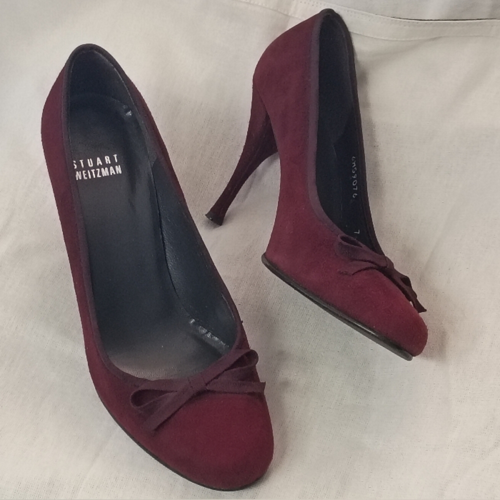 ❤️STUART WEITZMAN BURGUNDY MAROON SUEDE PUMPS SHOES SZ 7 M